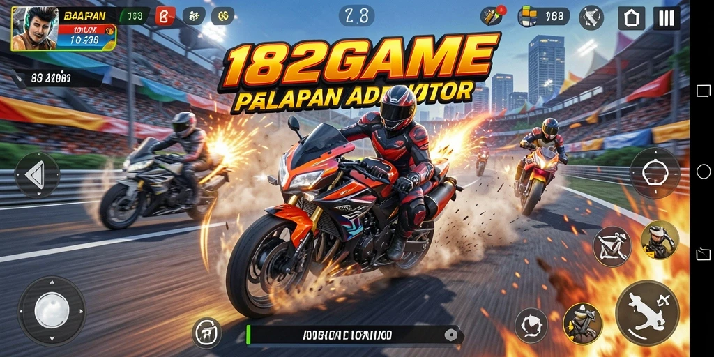 Screenshot menampilkan aksi seru dalam balapan motor.