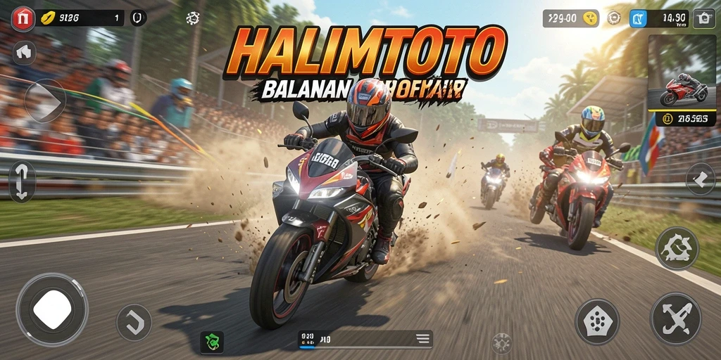 Gameplay HALIMTOTO dengan balapan motor yang mendebarkan dan grafis realistis.