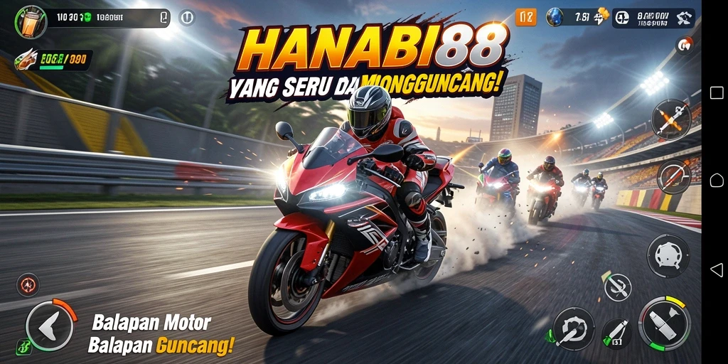 Gameplay seru HANABI88 dalam balapan motor yang mendebarkan.