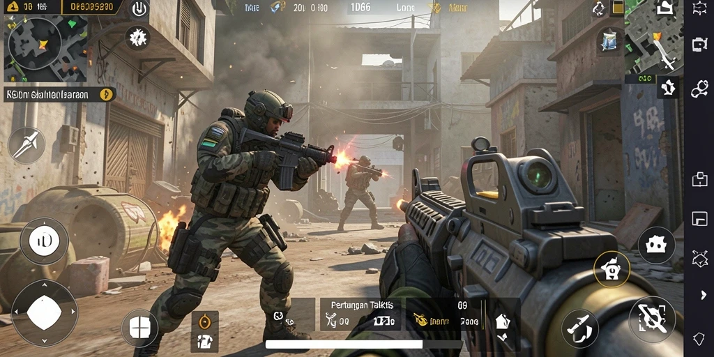 Screenshot ID66 menampilkan aksi gameplay FPS yang mendebarkan.