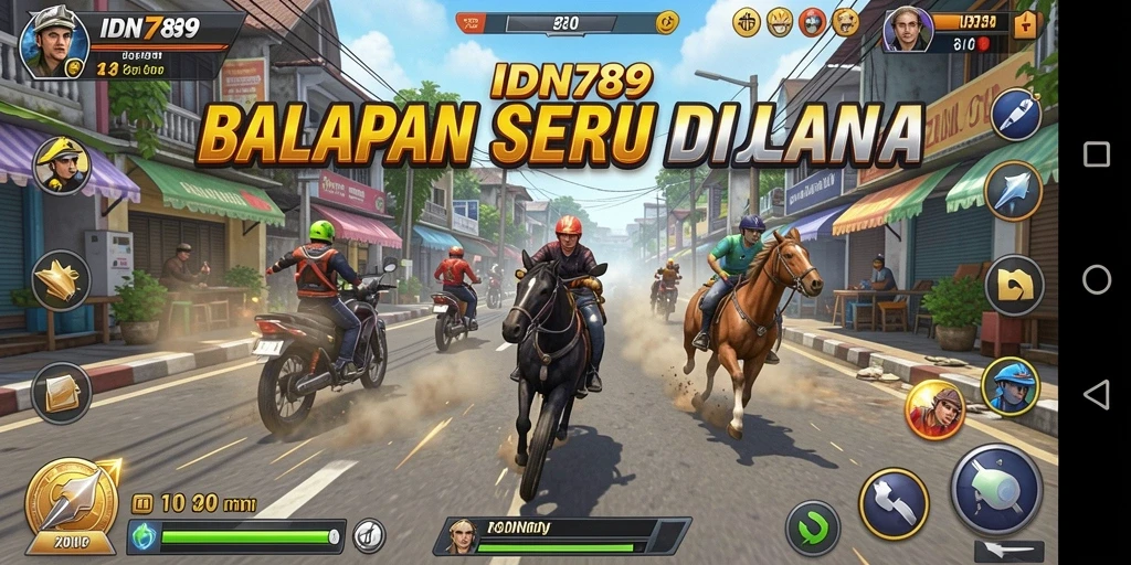 Tampilan gameplay IDN789 yang menegangkan di lintasan balapan.