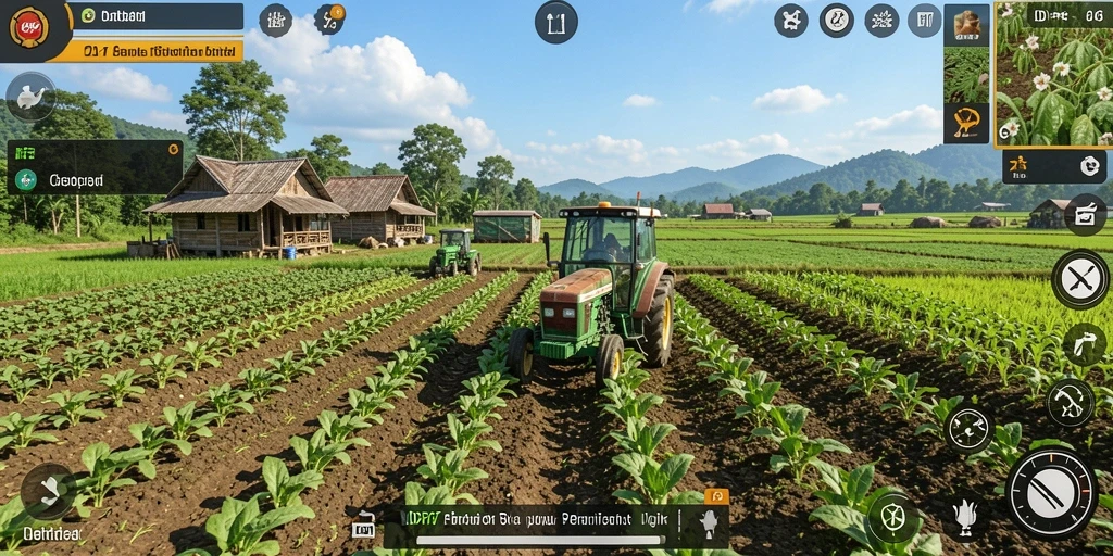 Tampilan menarik dari gameplay pertanian yang hidup dan dinamis.