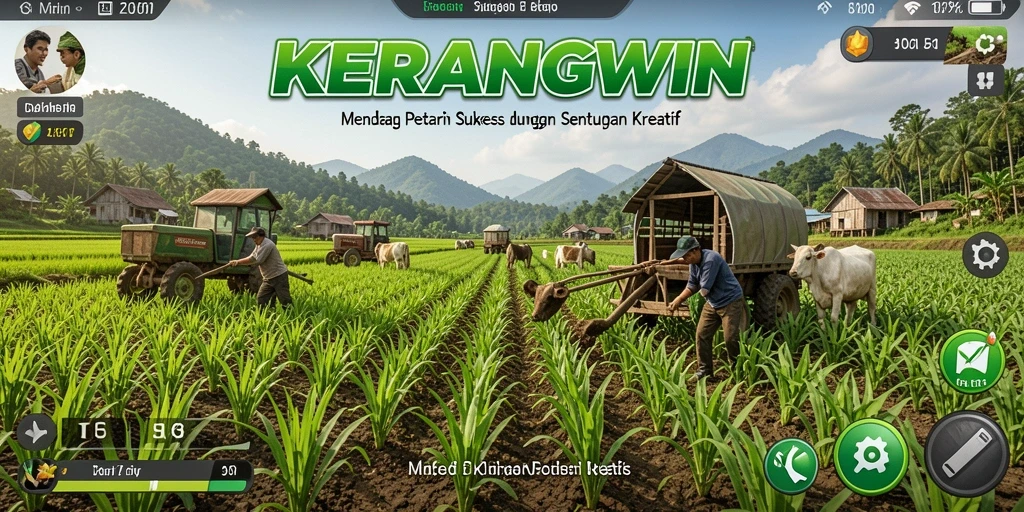 Gambaran menarik gameplay KERANGWIN dengan berbagai aktivitas pertanian.
