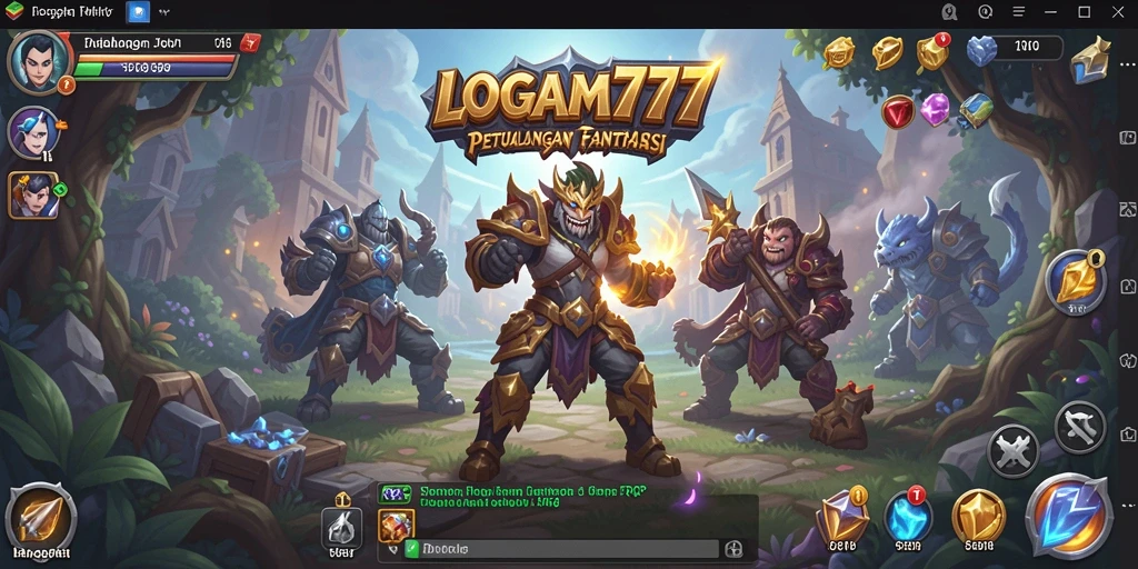 Screenshot LOGAM777 menunjukkan aksi seru dalam pertarungan RPG.