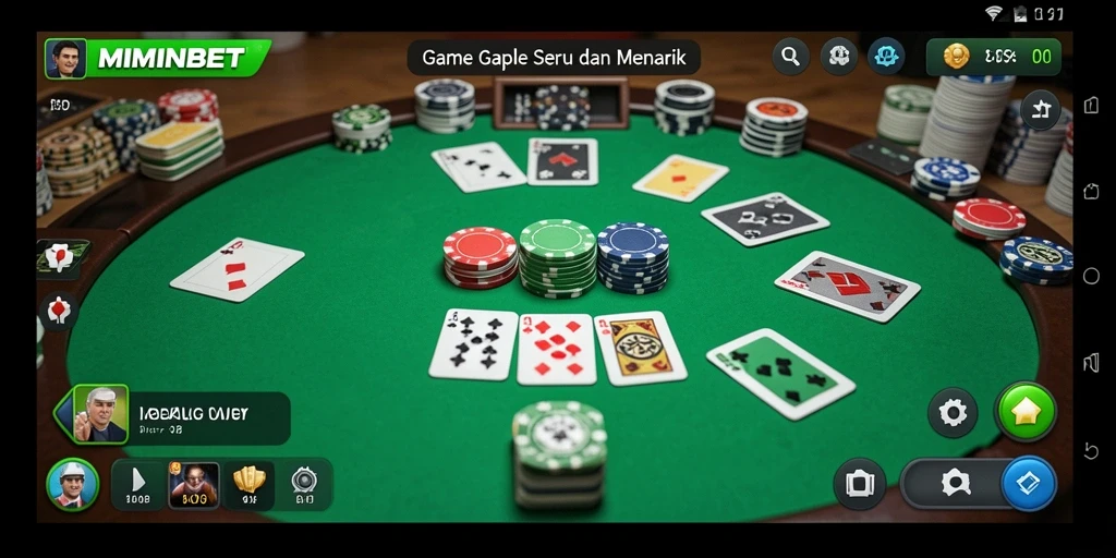 Screenshot gameplay MIMINBET yang menampilkan pertarungan Gaple yang menegangkan.