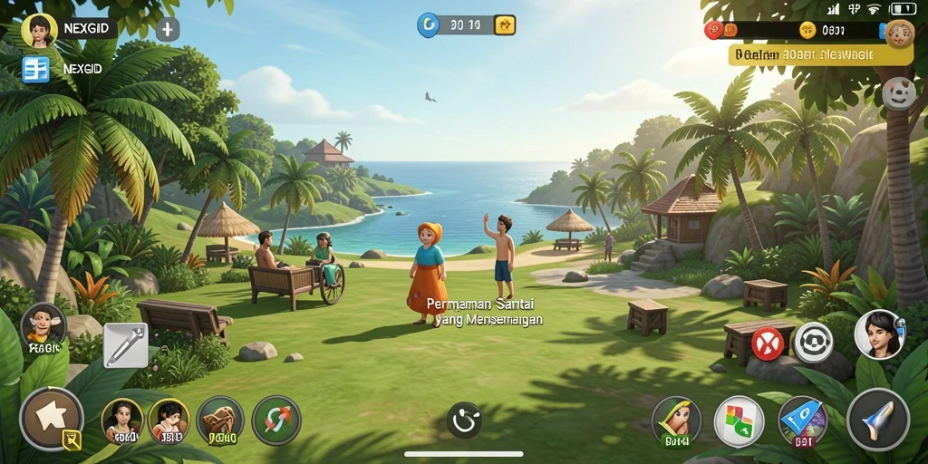 Screenshot NEXGID menampilkan karakter lucu dan gameplay menarik.