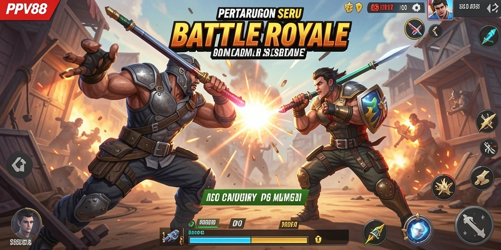 Gambaran aksi mendebarkan dalam gameplay PPV88 Battle Royale.